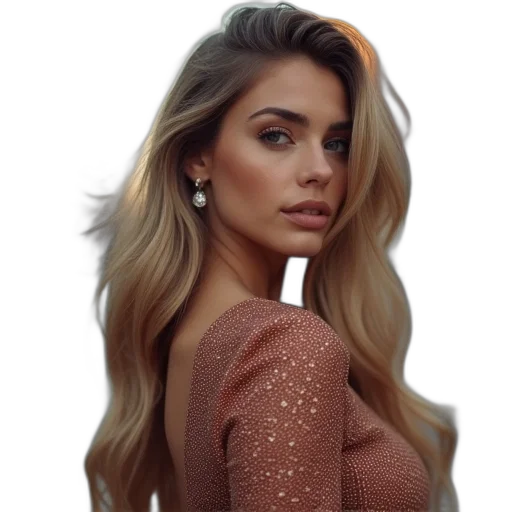dress, hair, jewelry, face transparent PNG cut-out