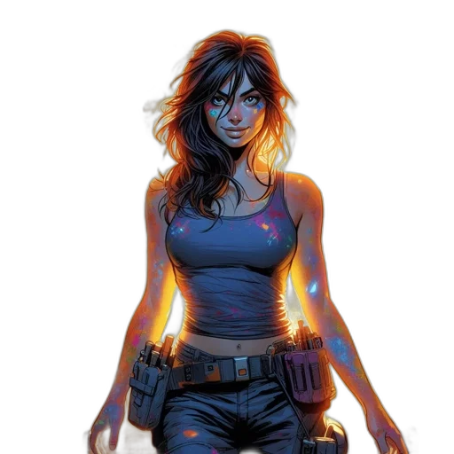 comic book art, concept art, cyberpunk, fantasy art transparent PNG cut-out