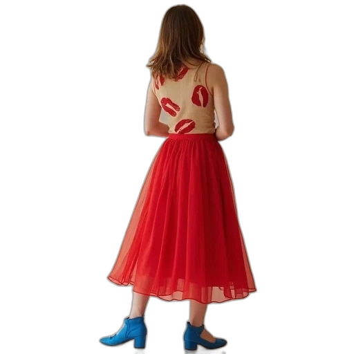 dress, shoes, red, blue transparent PNG cut-out