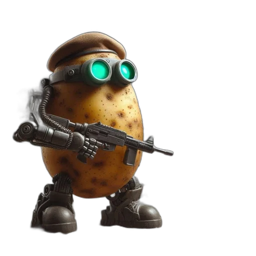 robot, weapon, concept art, 3d render transparent PNG cut-out