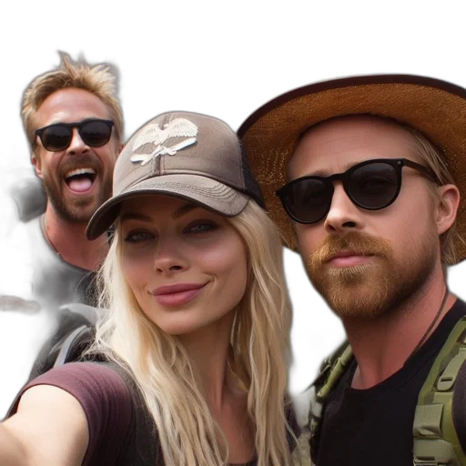 hat, three, outdoor, portraits transparent PNG cut-out
