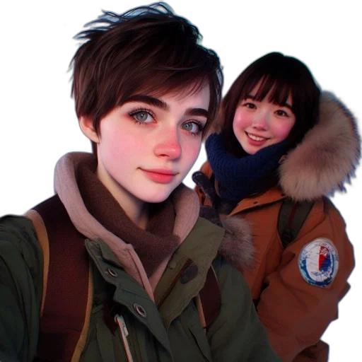 jacket, staff, face, creature transparent PNG cut-out
