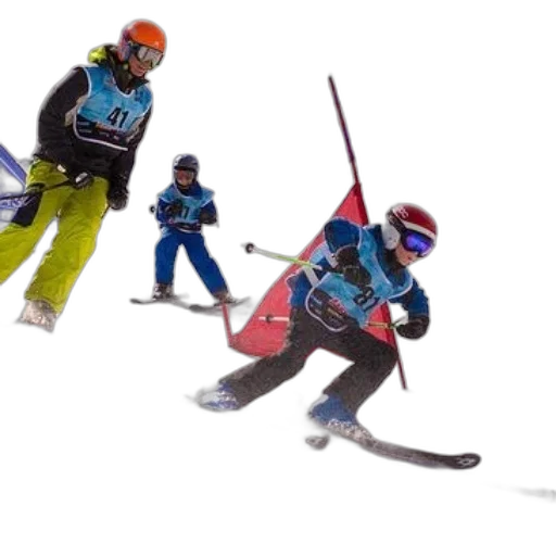 snow, three, skiers, action transparent PNG cut-out