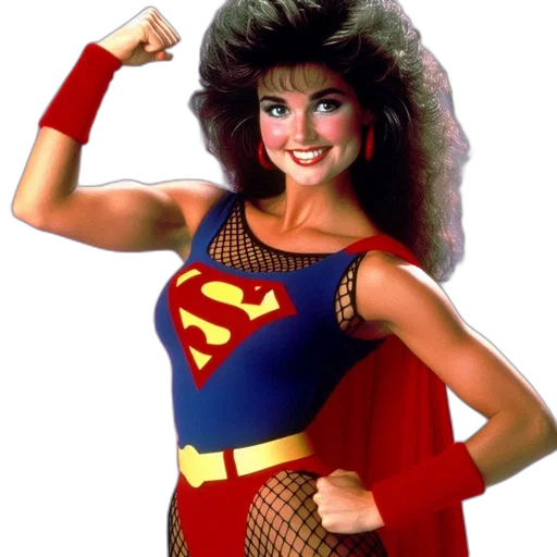 comic book art, woman, dressed, superman-resembling transparent PNG cut-out