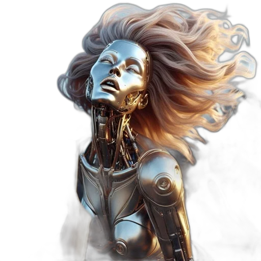 robot, hair, jewelry, face transparent PNG cut-out