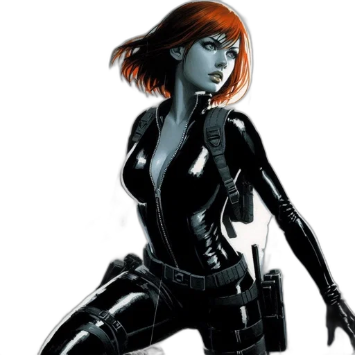 comic book art, concept art, red-haired, female transparent PNG cut-out