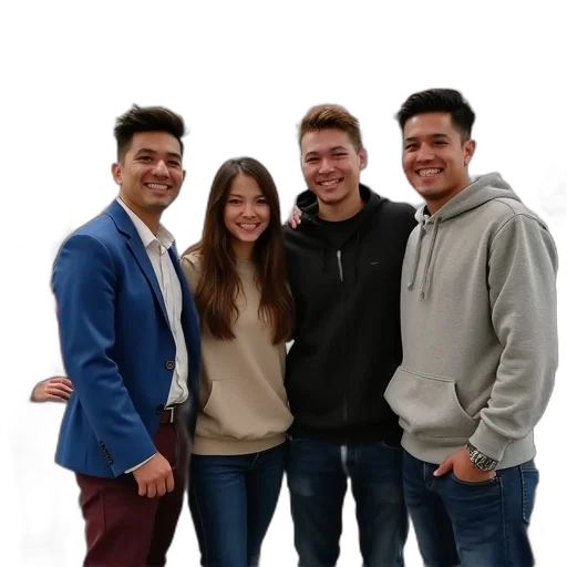 jacket, staff, hair, group transparent PNG cut-out