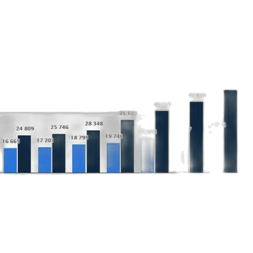 blue, bar, chart, shows transparent PNG cut-out