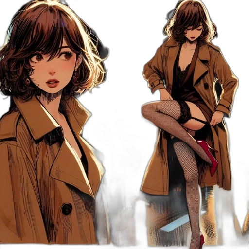 jacket, dress, concept art, comic book art transparent PNG cut-out