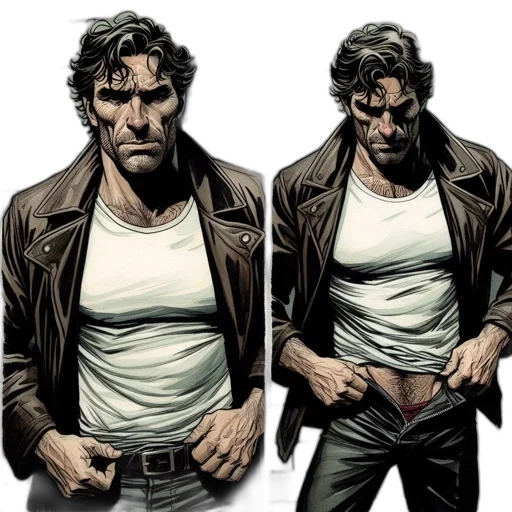 jacket, comic book art, concept art, earth tones transparent PNG cut-out