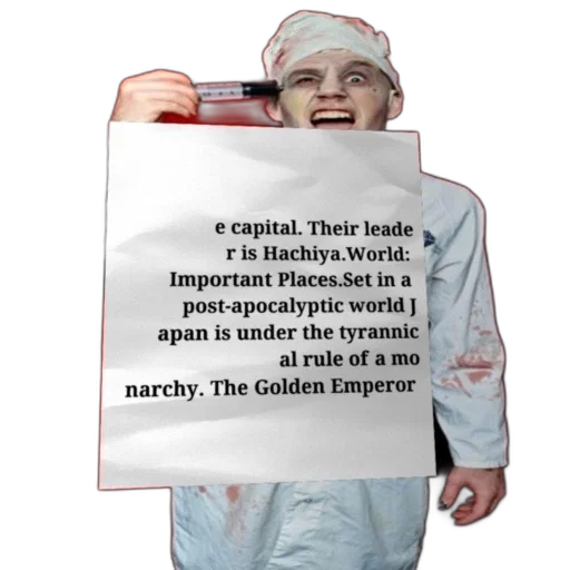 staff, jacket, face, weapon transparent PNG cut-out