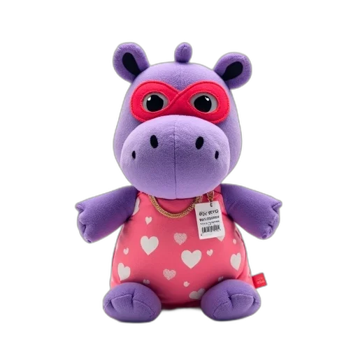 plush, toy, purple, hippo transparent PNG cut-out