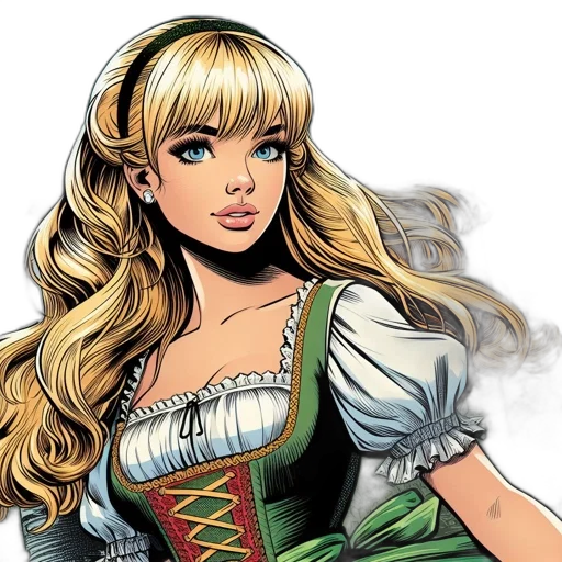 dress, fantasy art, comic book art, cartoon transparent PNG cut-out