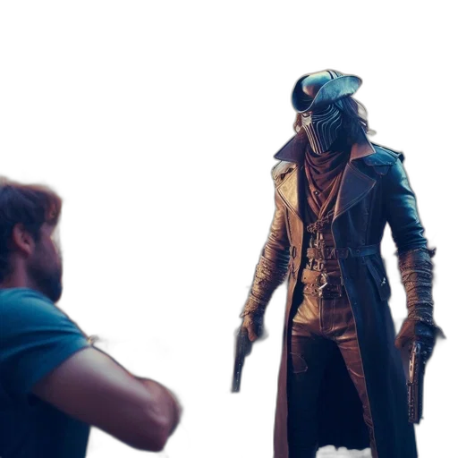 jacket, mask, weapon, concept art transparent PNG cut-out
