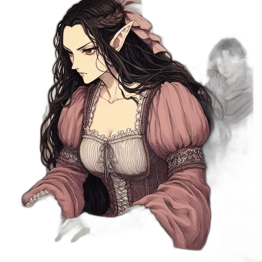 dress, dragon, staff, fantasy art transparent PNG cut-out