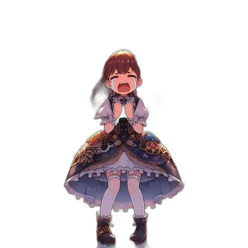 dress, creature, staff, crown transparent PNG cut-out