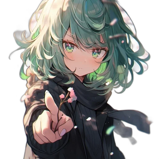 staff, jacket, weapon, flower transparent PNG cut-out