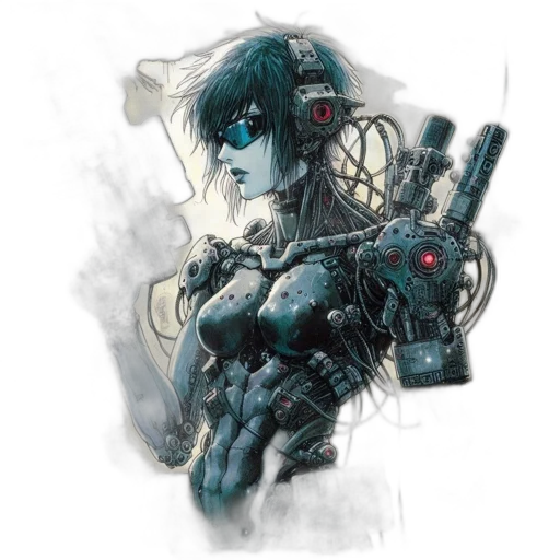 robot, weapon, cyberpunk, concept art transparent PNG cut-out