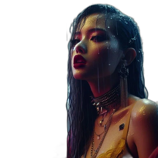 jewelry, cyberpunk, photorealistic, neon lights transparent PNG cut-out