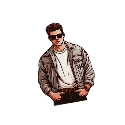 jacket, pixel art, cartoon, photorealistic transparent PNG cut-out