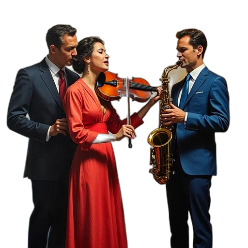 two, men, playing, saxophone transparent PNG cut-out