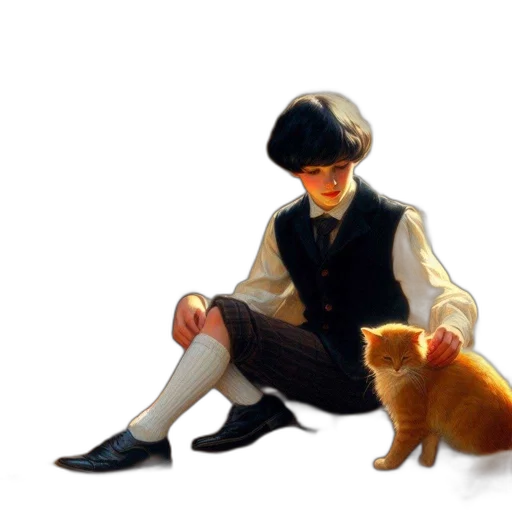 hat, staff, animal, oil painting transparent PNG cut-out