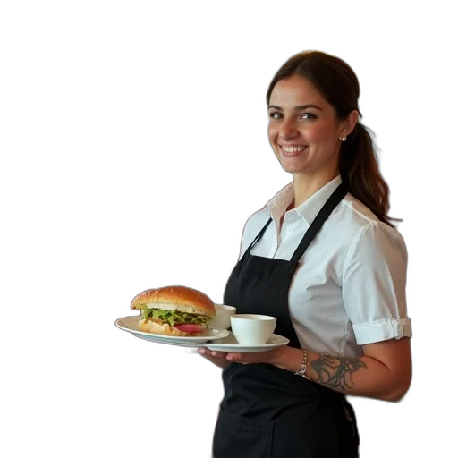 staff, food, dress, face transparent PNG cut-out