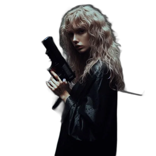 weapon, jacket, hair, cyberpunk transparent PNG cut-out