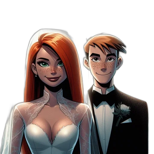 comic book art, cartoon, concept art, couple transparent PNG cut-out