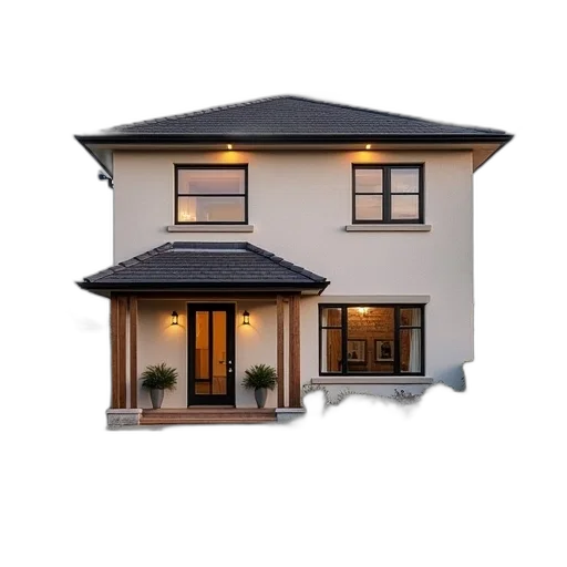 building, 3d render, photorealistic, dark transparent PNG cut-out