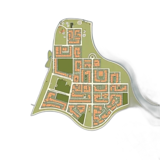 3d render, concept art, city street, map transparent PNG cut-out