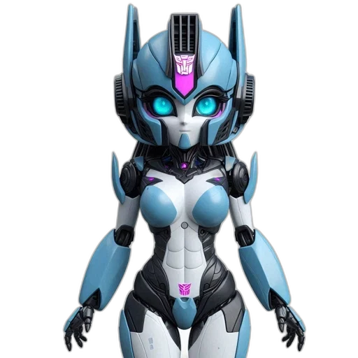 robot, concept art, 3d render, vaporwave transparent PNG cut-out