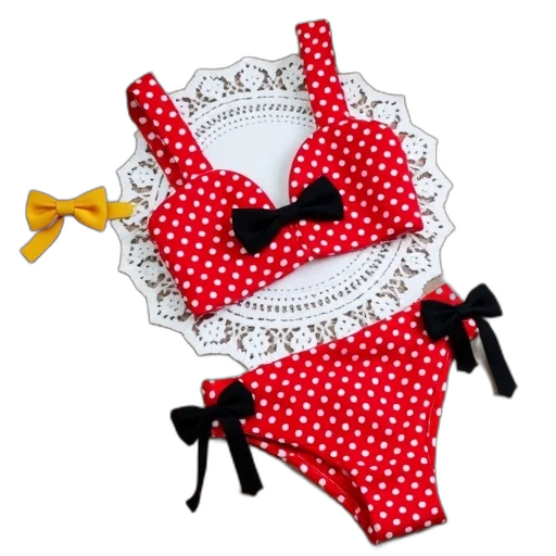 red, polka, dot, bikini transparent PNG cut-out