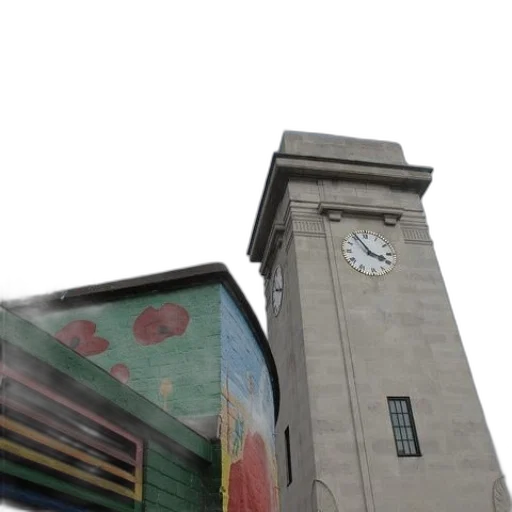 building, 3d render, city street, clock transparent PNG cut-out
