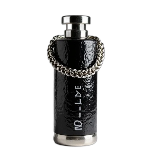 bottle, jewelry, black, cylindrical transparent PNG cut-out