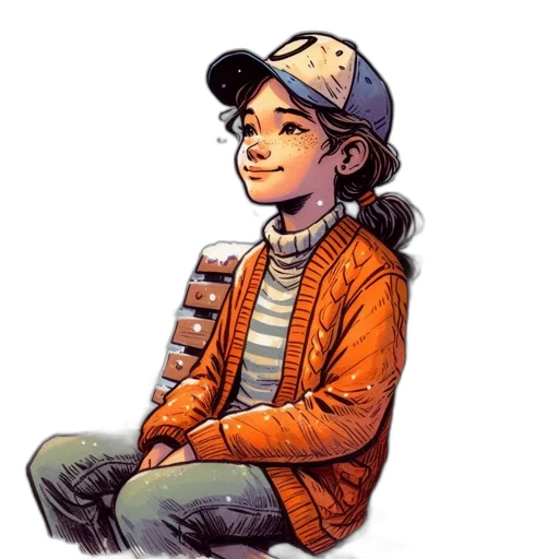 jacket, hat, comic book art, concept art transparent PNG cut-out