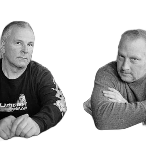 jacket, two, men, sit transparent PNG cut-out