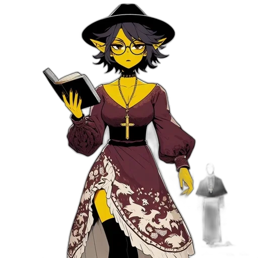 dress, staff, fantasy art, concept art transparent PNG cut-out