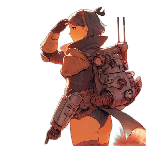 weapon, jacket, robot, concept art transparent PNG cut-out