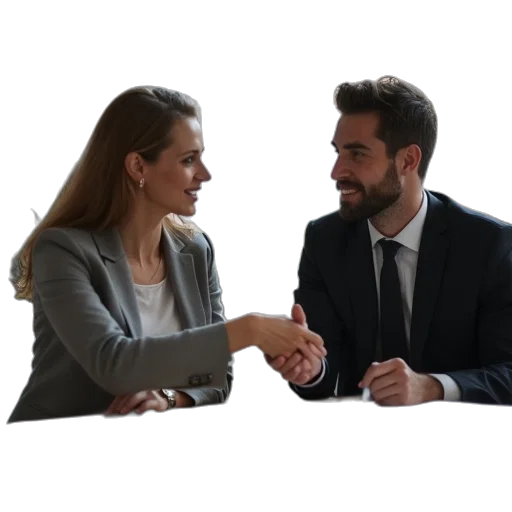 staff, man, woman, sitting transparent PNG cut-out
