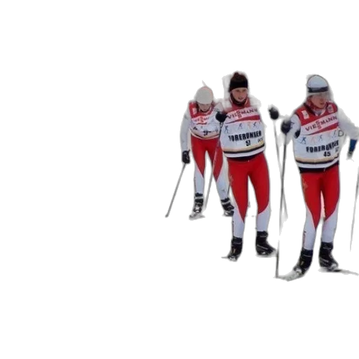 group, skiers, red, white transparent PNG cut-out