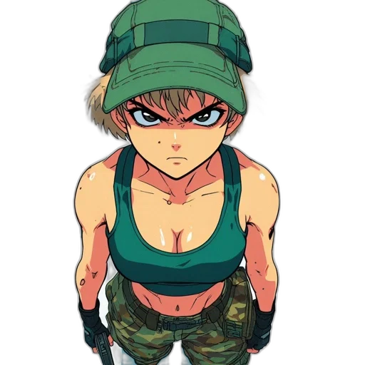 weapon, hat, jacket, anime transparent PNG cut-out