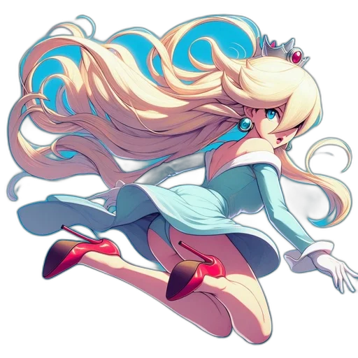 dress, staff, crown, hair transparent PNG cut-out