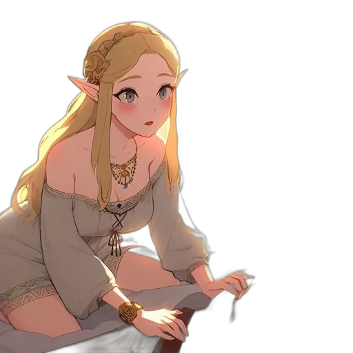 dress, crown, jewelry, staff transparent PNG cut-out