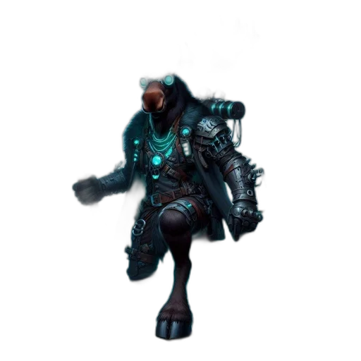 robot, creature, weapon, staff transparent PNG cut-out
