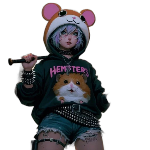 jacket, staff, animal, weapon transparent PNG cut-out
