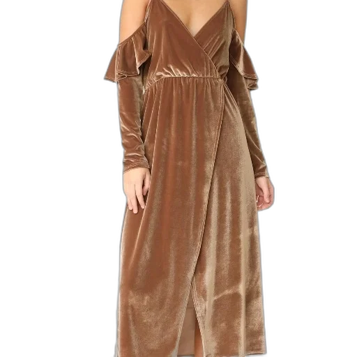 dress, earth tones, golden, woman transparent PNG cut-out