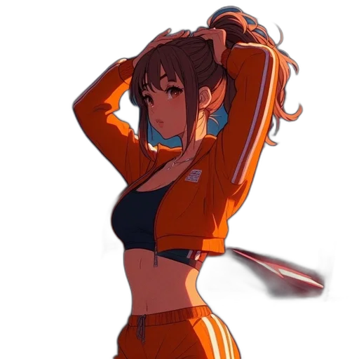 dress, jacket, staff, hair transparent PNG cut-out