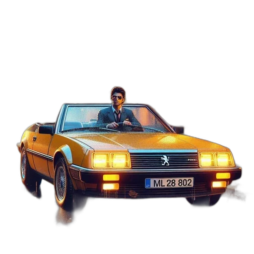 car, vaporwave, concept art, pixel art transparent PNG cut-out