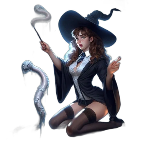 staff, hat, creature, fantasy art transparent PNG cut-out